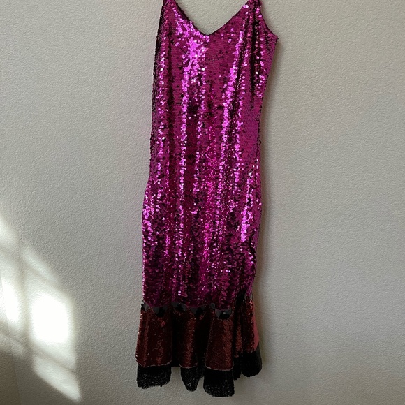 NWT SACHIN & BABI | Maslak Sequined Flounce Hem Midi Dress in Fuchsia | Size 0 - Picture 10 of 16